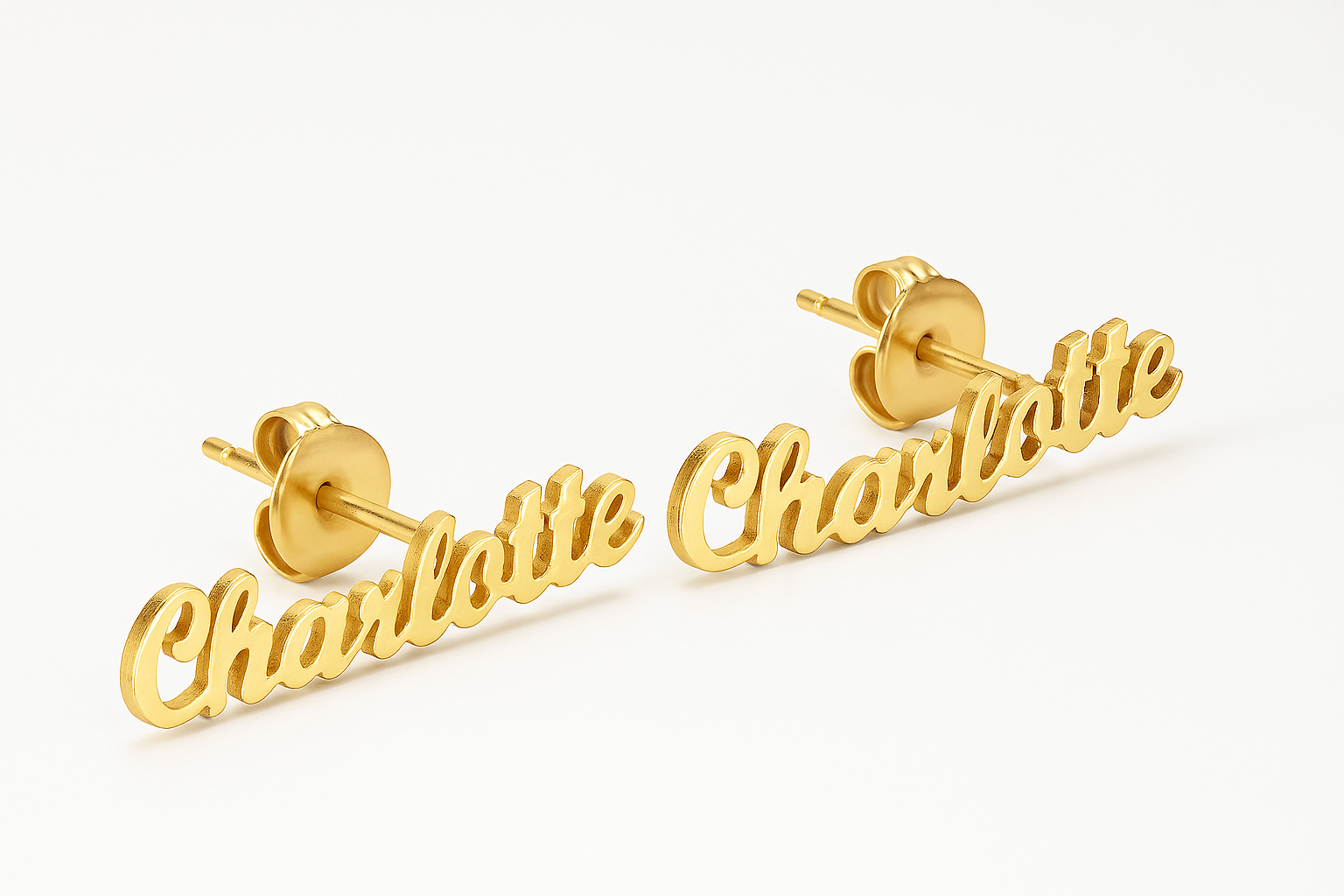 Custom Name Stud Earrings – Personalized 24CT Gold Plated Script Letter Jewelry for Women & Girls