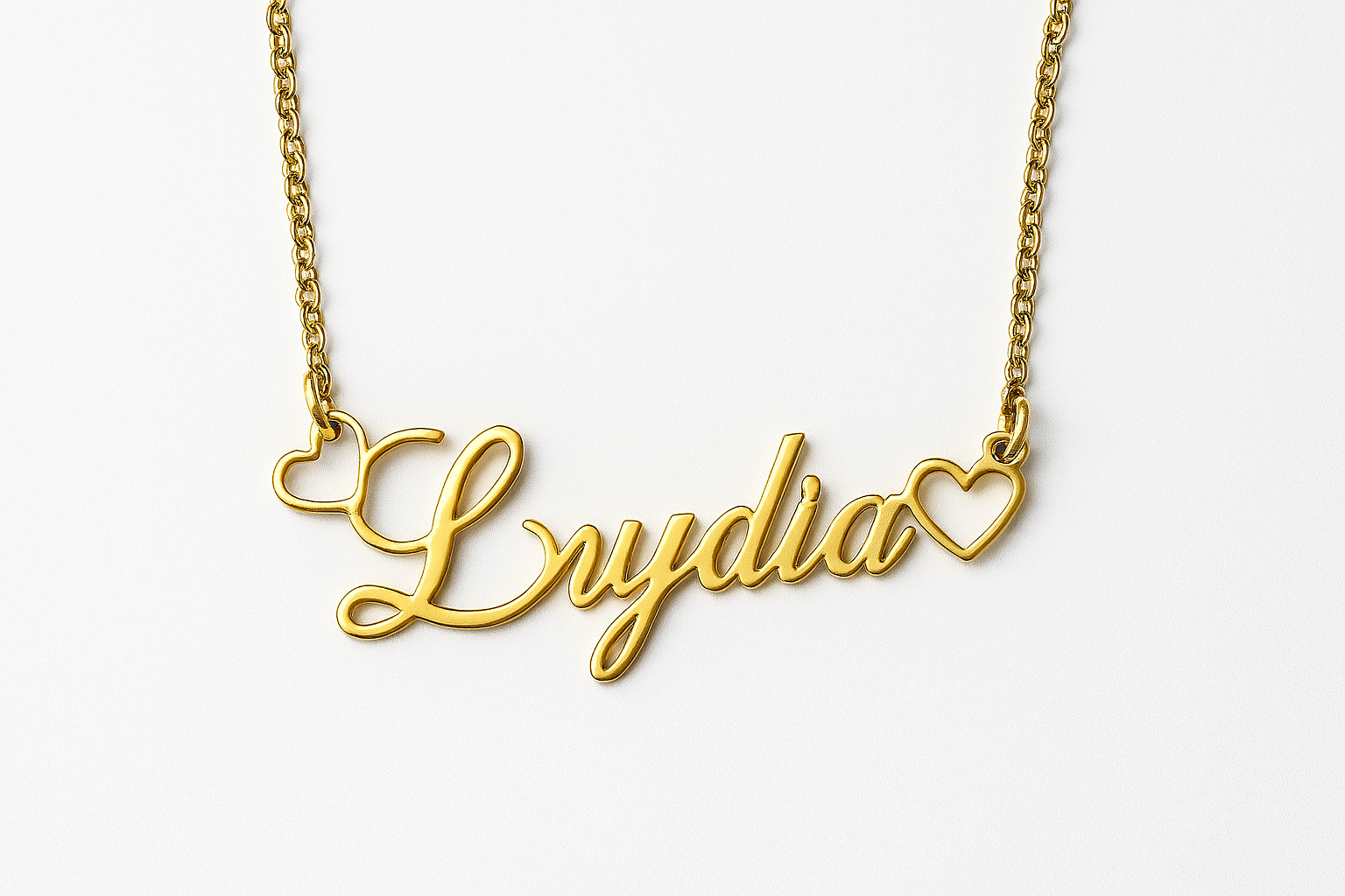 Custom Name Necklace for Women – Personalized 24CT Gold Plated Jewelry with Double Heart Design – Elegant Gift for Her