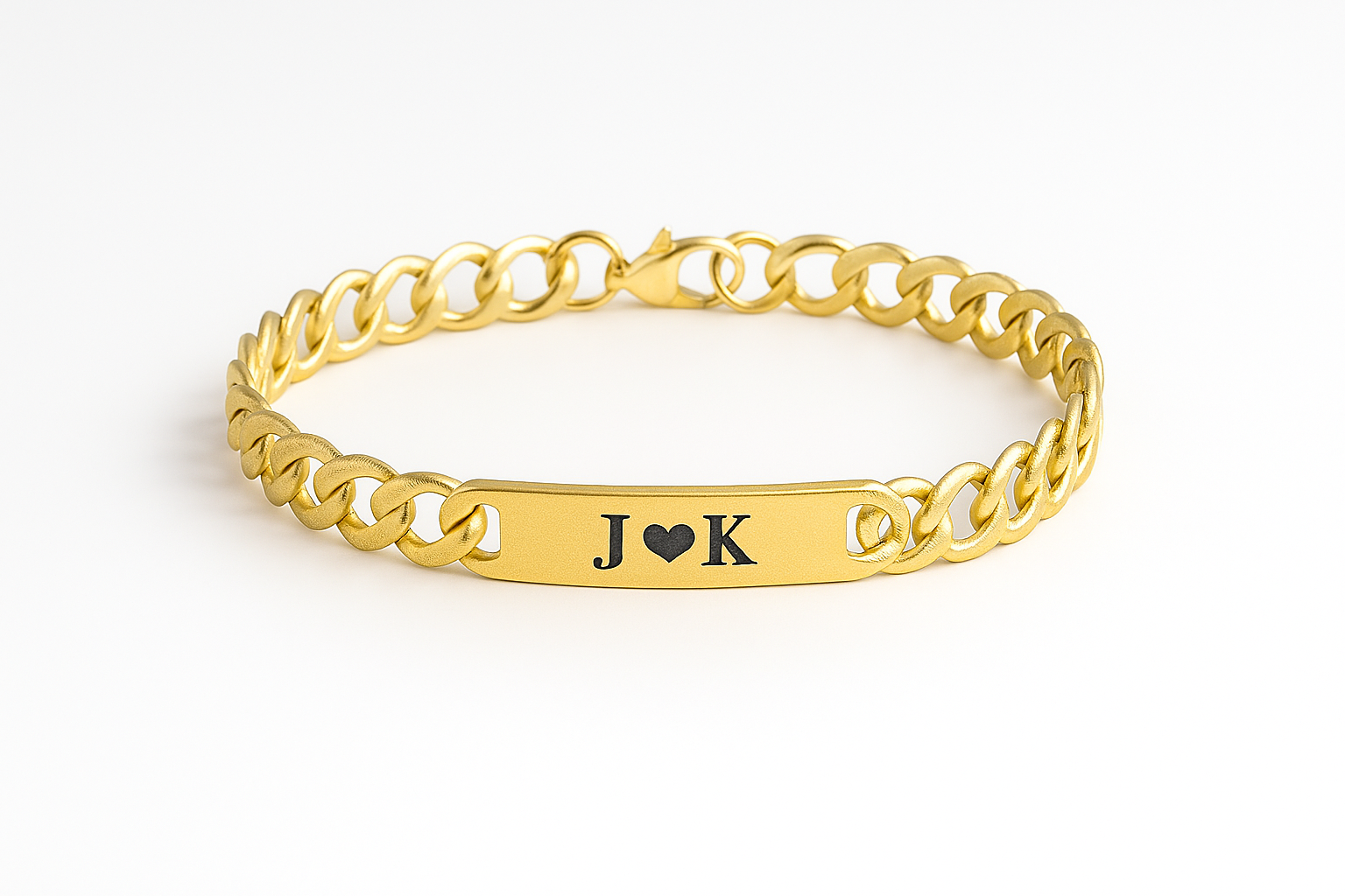 Personalized Gold Initial Bracelet – Custom Engraved Couples Jewelry