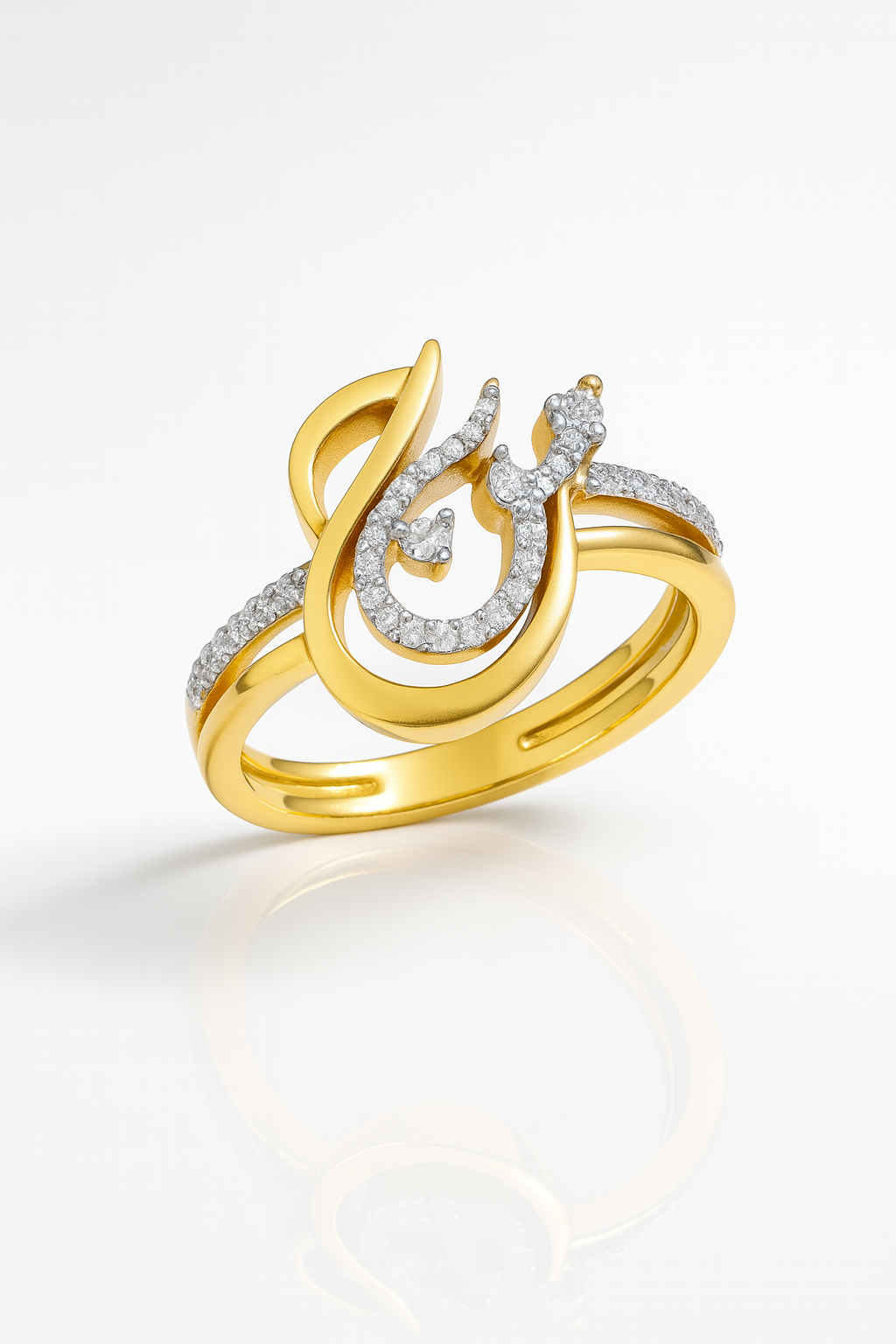Custom Arabic Name Ring – 24CT Gold Plated Personalized Calligraphy Ring with CZ Stones | Luxury Gift for Women