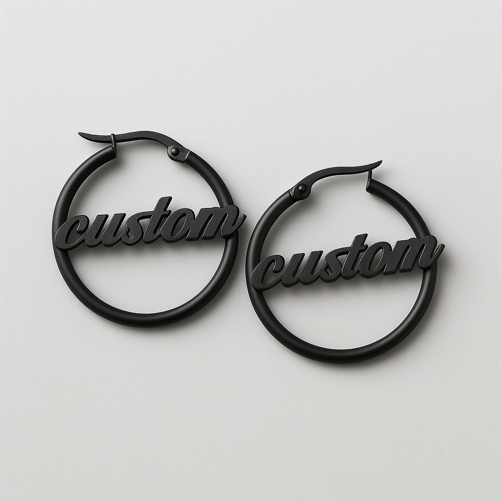 Custom Name Hoop Earrings – Personalized 24CT Gold Plated Round Statement Earrings for Women & Girls – Trendy Fashion Jewelry