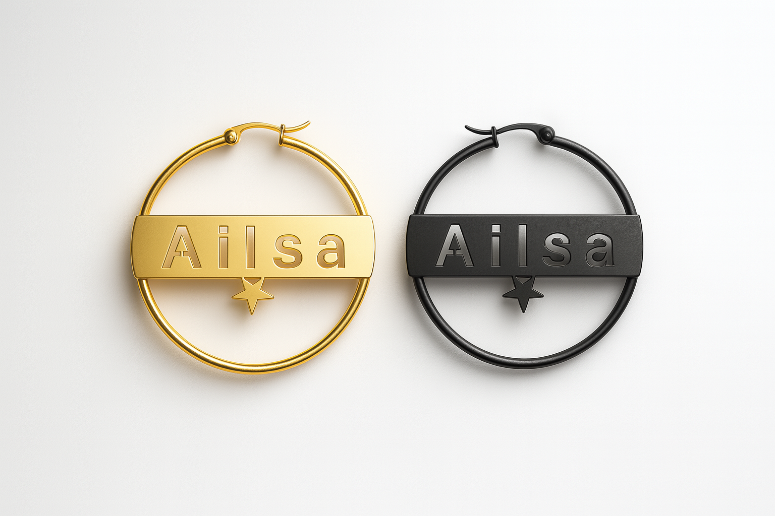 Custom Star Name Hoop Earrings – Personalized 24CT Gold Plated Circle Earrings with Cutout Design – Trendy Statement Jewelry for Women & Girls
