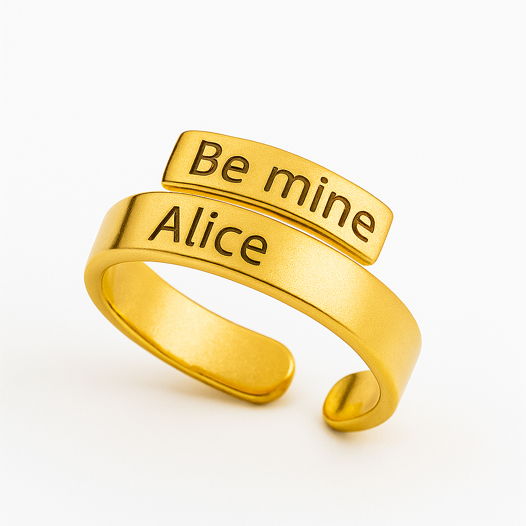 Custom Engraved Wrap Ring – Personalized Adjustable Name Ring for Couples & Gifts