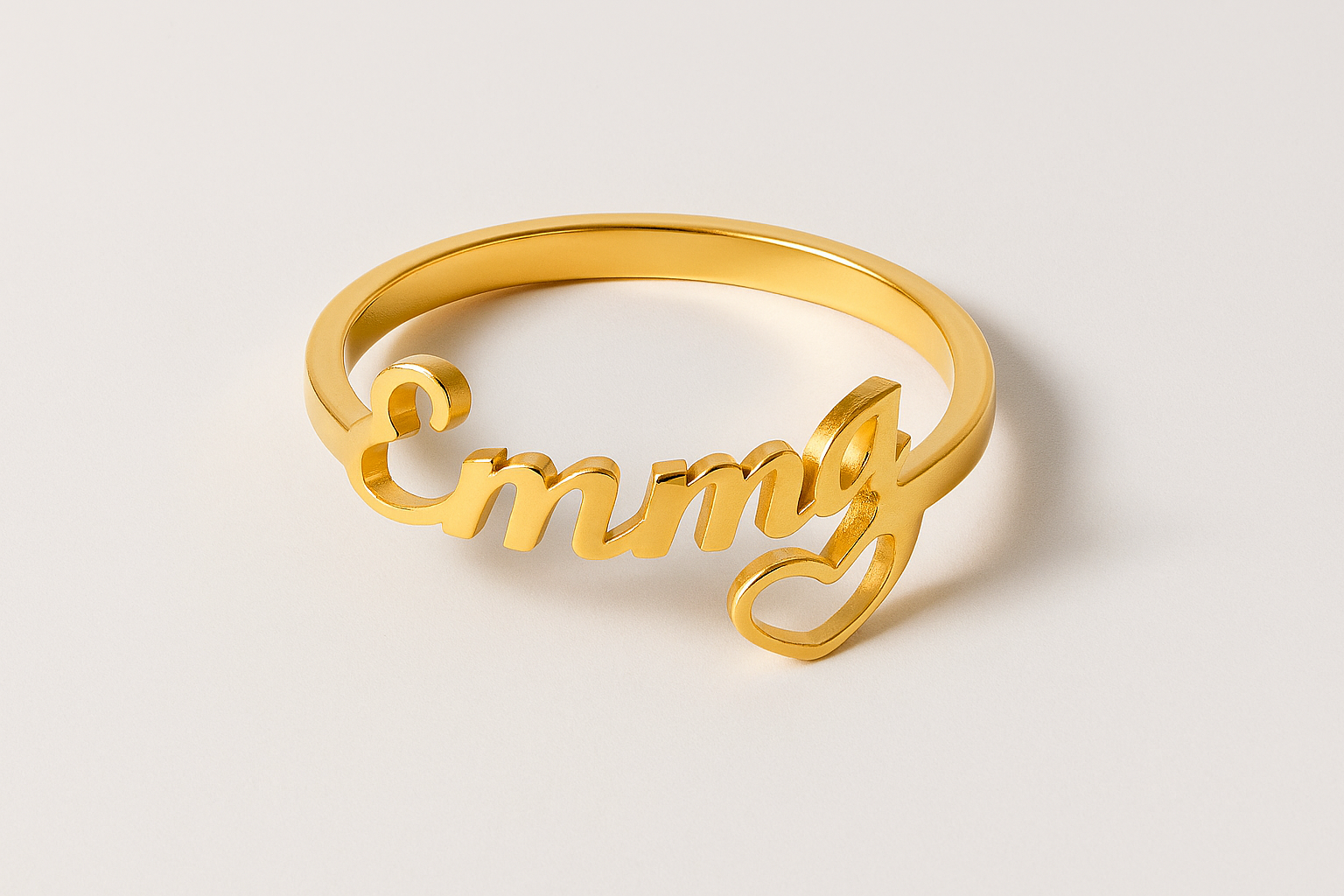 Custom Name Ring with Heart – Personalized 24CT Gold Plated Jewelry Gift for Women & Girls