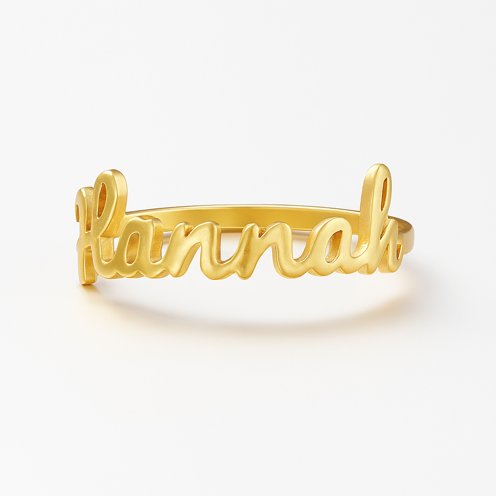 Personalized Name Ring for Women – Custom 24CT Gold Plated Jewelry with Bold Script Design – Hannah Name Ring