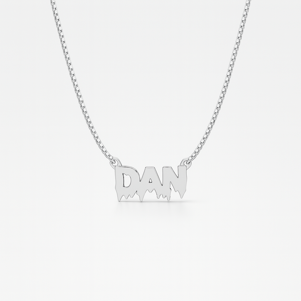 Custom Drip Name Necklace for Men – Personalized Pendant with Unique Melting Font