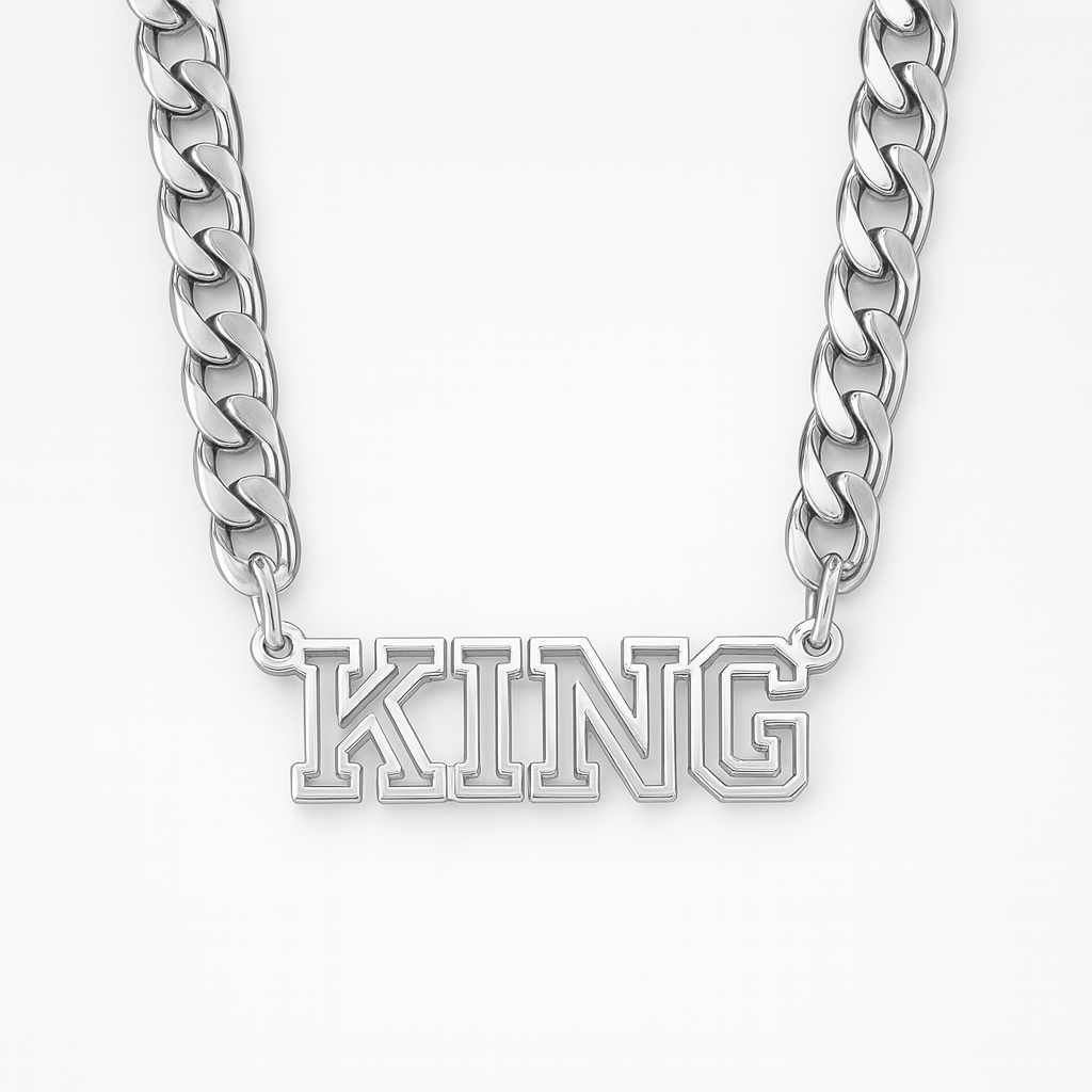 Custom Name Necklace – Bold Cuban Chain Pendant for Men, Hip-Hop Streetwear Jewelry