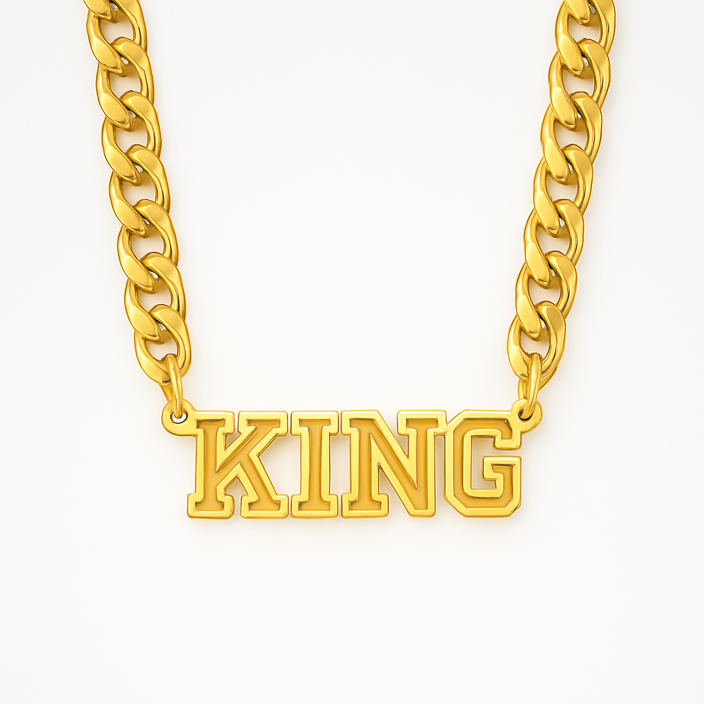 Custom Name Necklace – Bold Cuban Chain Pendant for Men, Hip-Hop Streetwear Jewelry