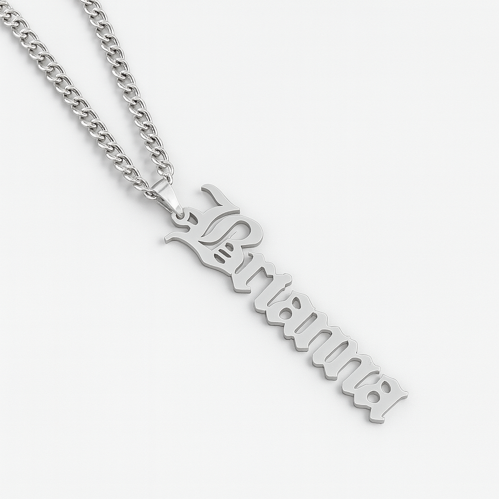 Custom Name Necklace – Personalized Pendant for Women with Gothic Font & Curb Chain