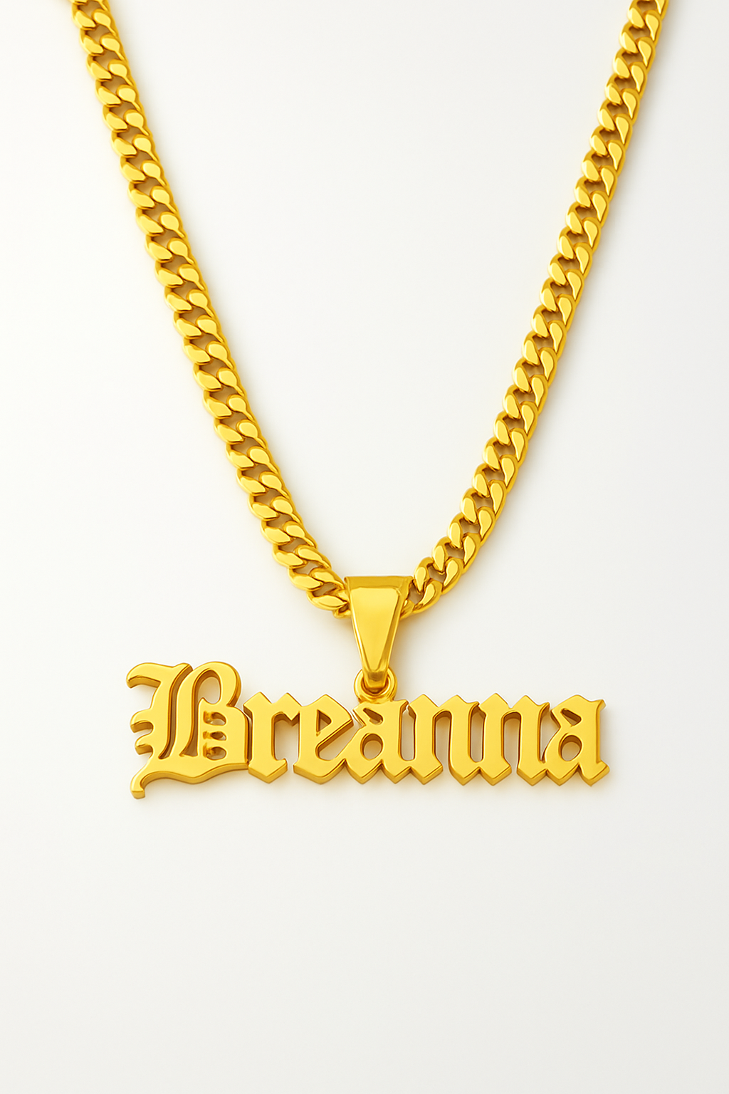 Custom Name Necklace – Personalized Pendant for Women with Gothic Font & Curb Chain