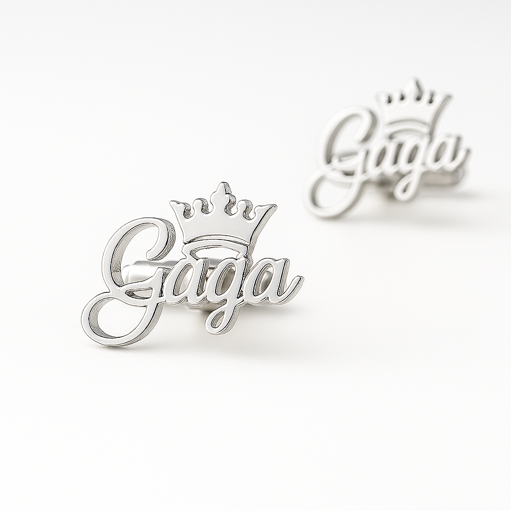 Custom Name Cufflins for Men– Personalized Crown Design – Luxury Handmade Gift – Fashion Statement Studs