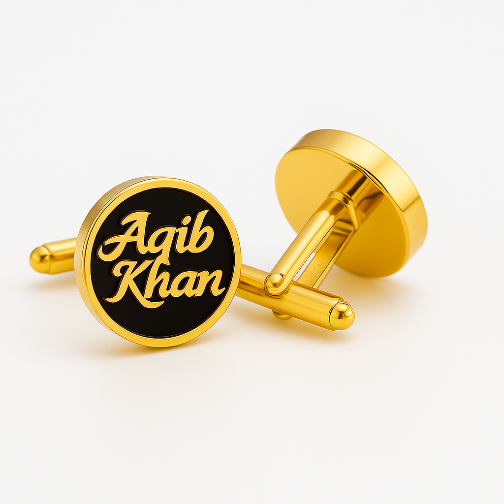 Custom Name Cufflinks – Personalized Round Cufflinks for Men – Luxury Engraved Formal Jewelry Gift