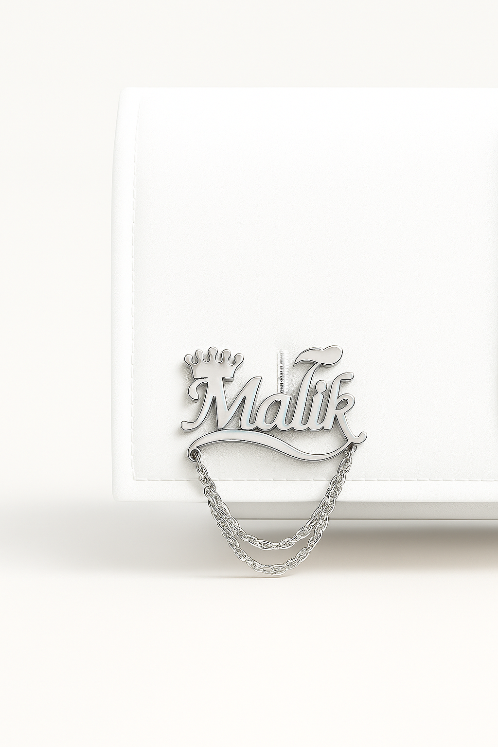 ustom Name Brooch with Crown & Chain – Personalized Luxury Pin for Men