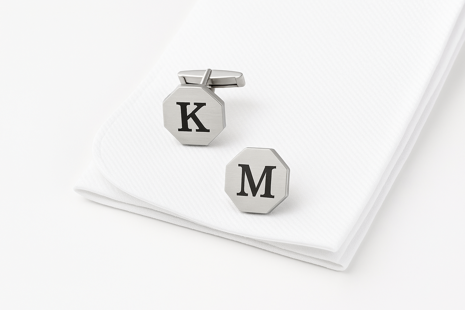 Personalized Cufflinks – Custom Engraved Monogram Gift for Men | Elegant Octagon Shape
