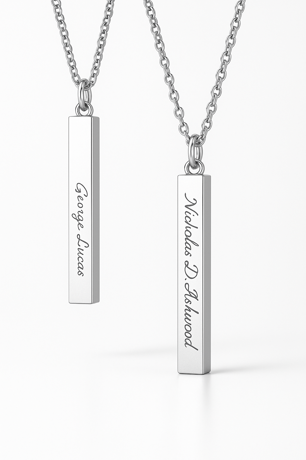 Custom Gold Bar Name Necklace – Personalized Vertical Engraved Pendant for Men & Women | Elegant Gift Jewelry