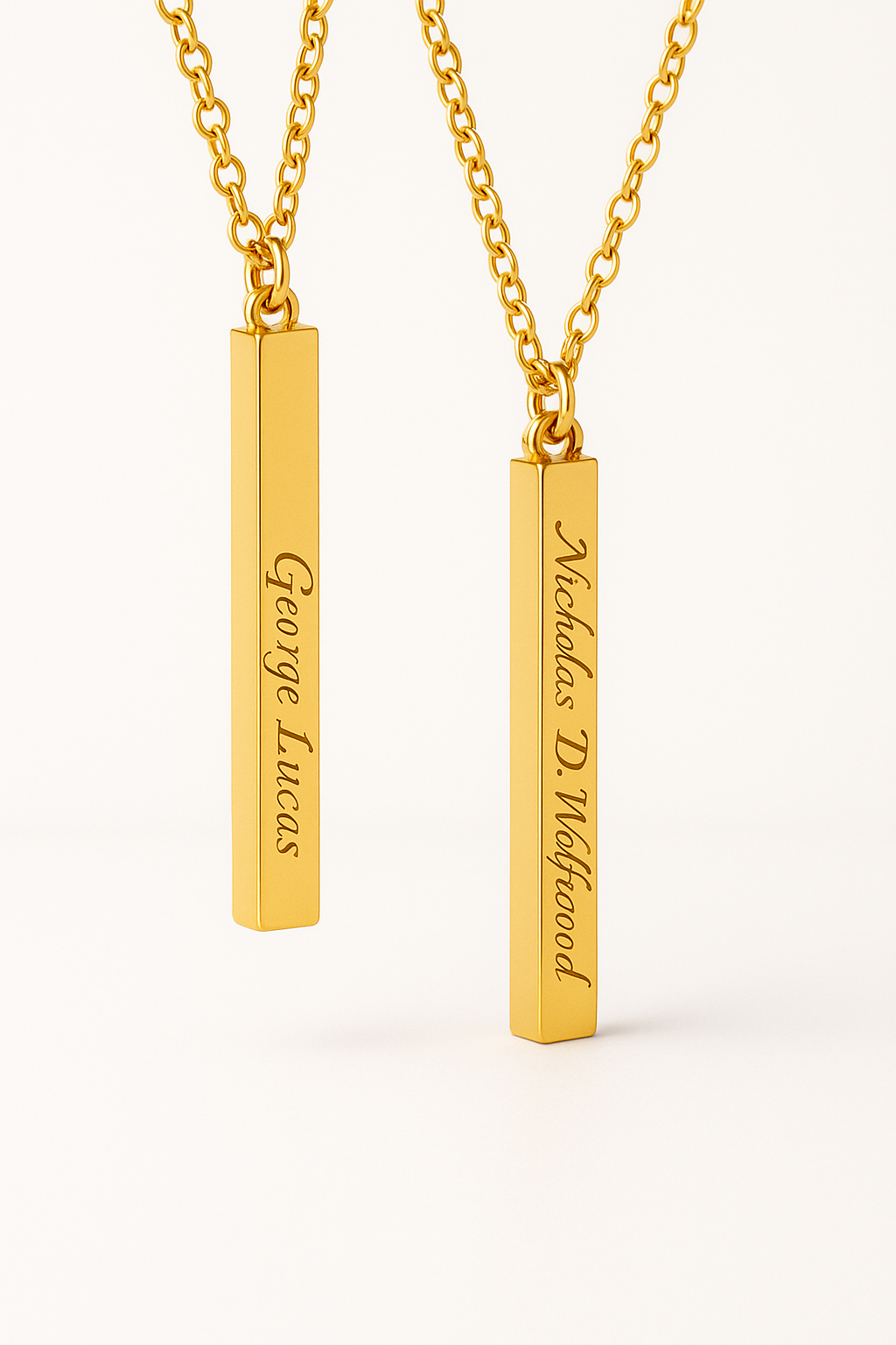 Custom Gold Bar Name Necklace – Personalized Vertical Engraved Pendant for Men & Women | Elegant Gift Jewelry