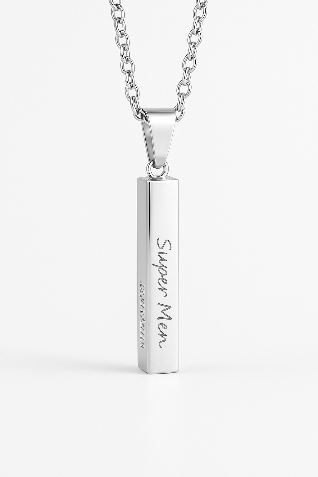 Custom Bar Necklace for Men – Personalized Vertical Engraved Pendant with Name & Date | Minimalist Gift Jewelry