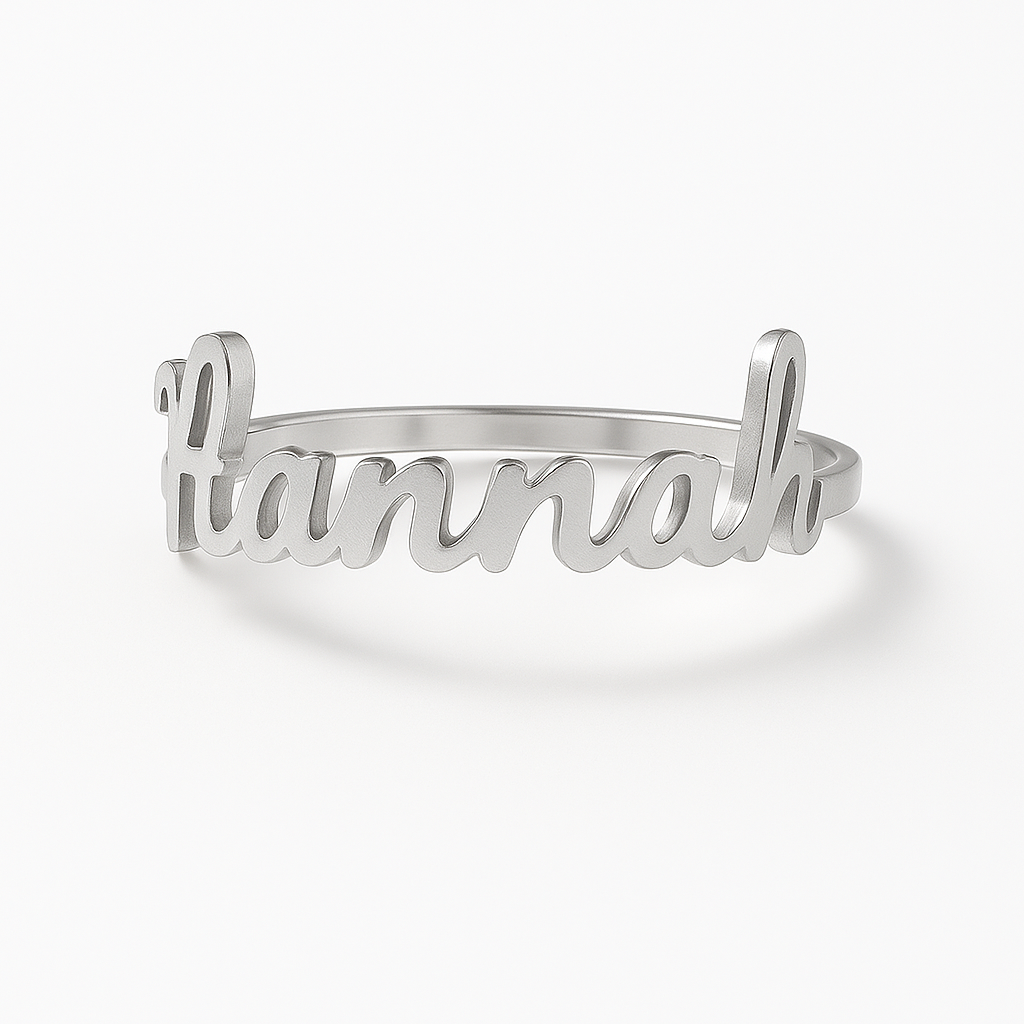 Personalized Name Ring for Women – Custom 24CT Gold Plated Jewelry with Bold Script Design – Hannah Name Ring