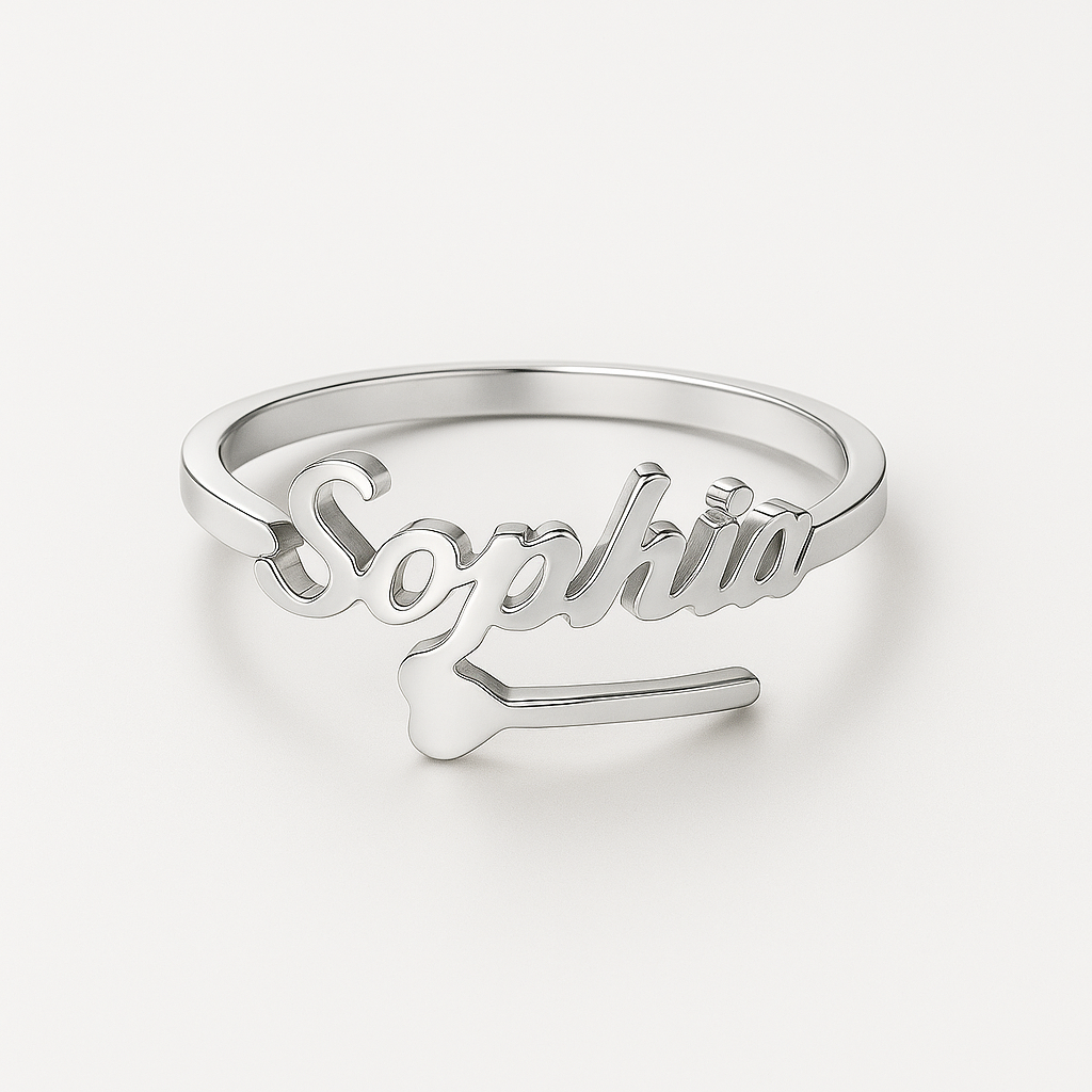 Custom Name Ring with Crown Accent – Personalized 24CT Gold Plated Jewelry for Women & Girls – Sophia Name Ring