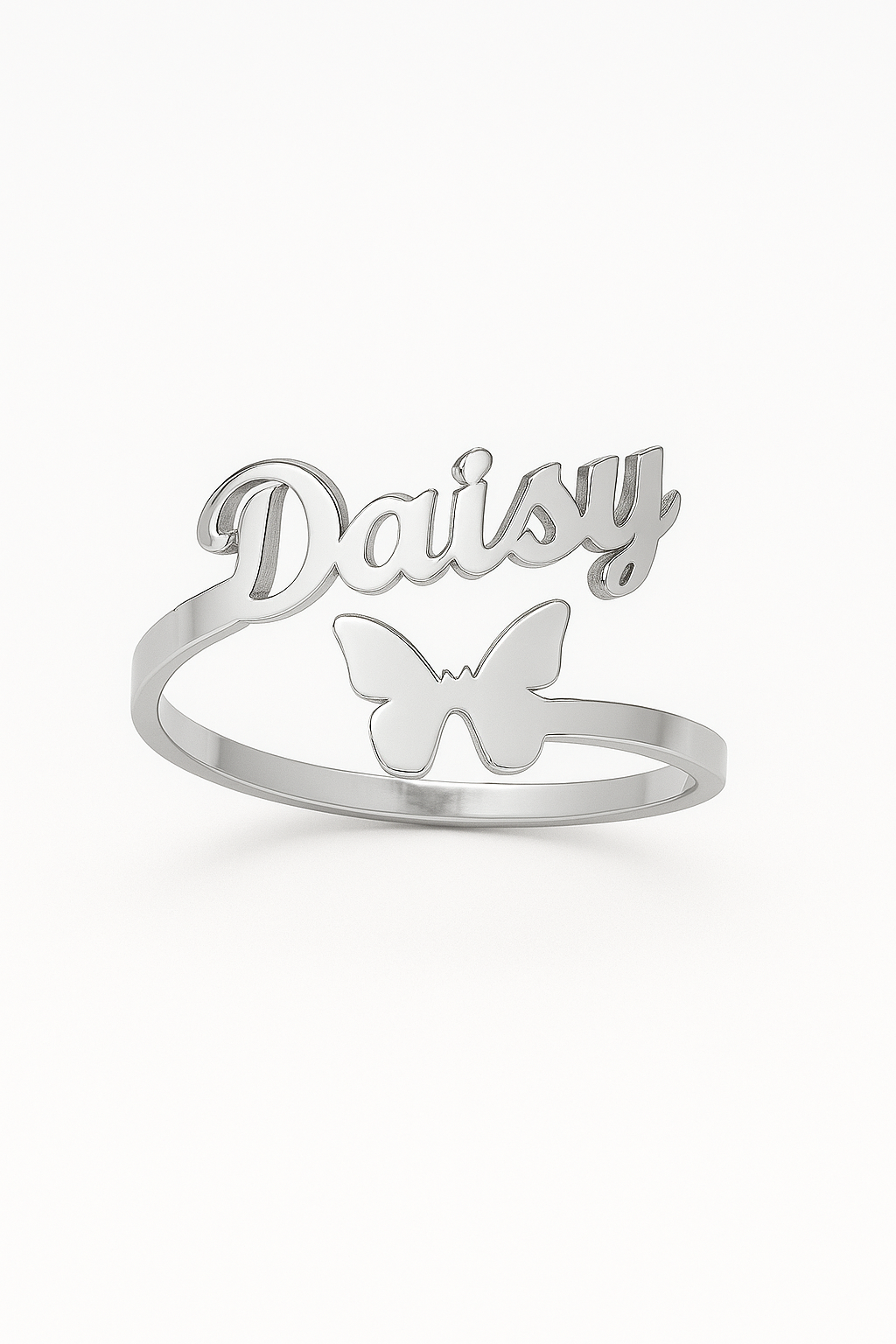 Custom Name Ring with Butterfly Design – Personalized 24CT Gold Plated Jewelry for Women & Girls – Daisy Name Ring