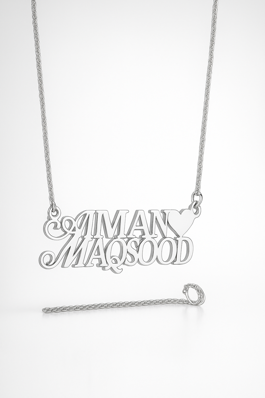 Custom Name Necklace for Women – Personalized 24CT Gold Plated Jewelry with Heart Charm – Unique Gift for Her – YOUR NAME HER/HIM NAME Design