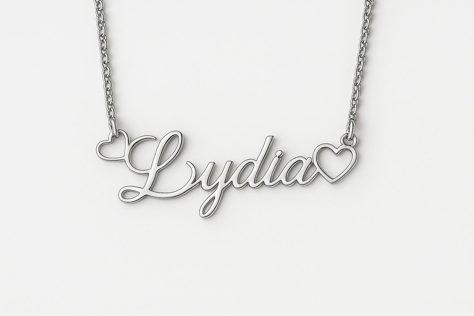 Custom Name Necklace for Women – Personalized 24CT Gold Plated Jewelry with Double Heart Design – Elegant Gift for Her