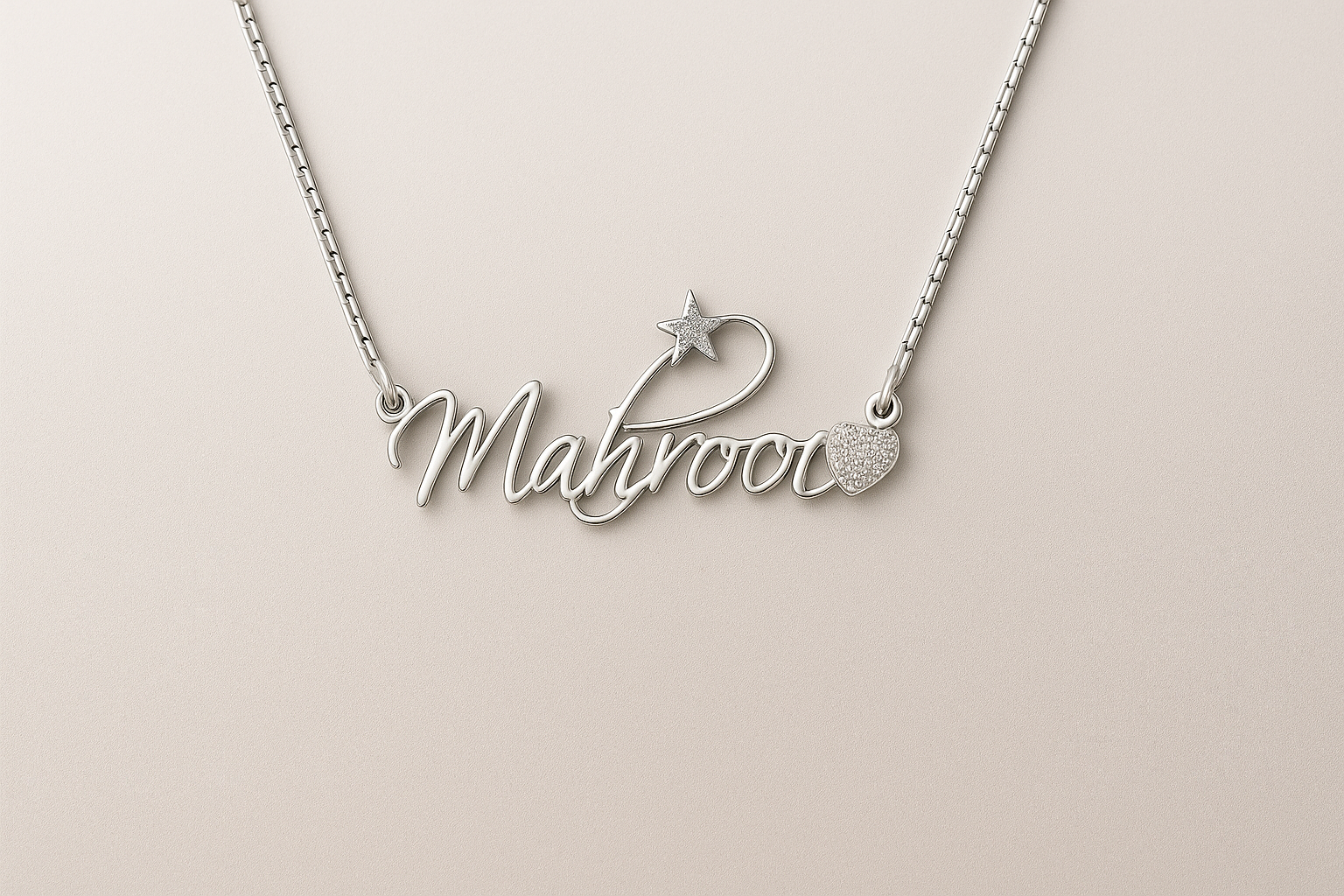 Custom Name Necklace for Women – 24CT Gold Plated Personalized Pendant with Star & Heart Charms – Elegant Gift Jewelry