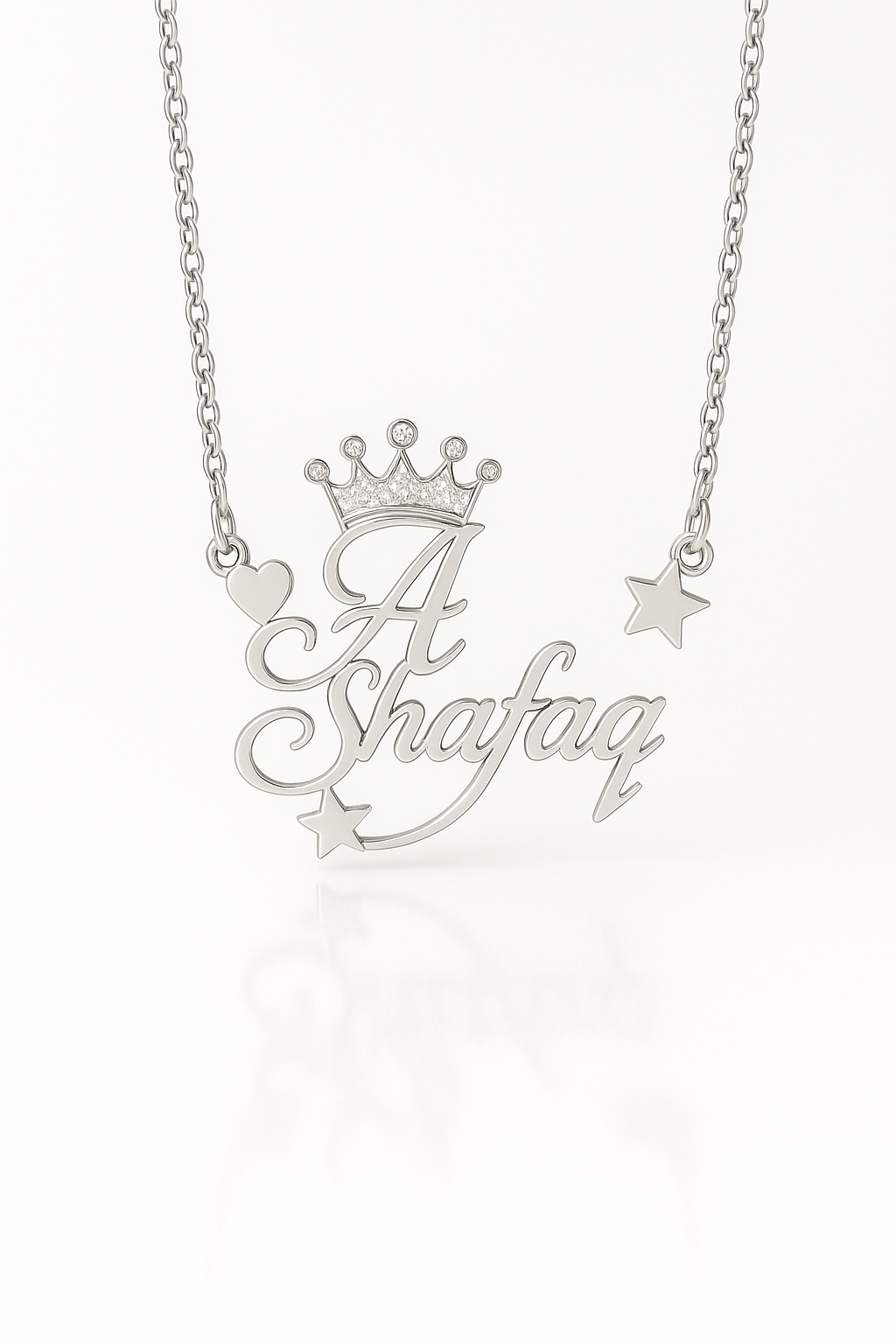 Custom Couple Name Necklace with Crown & Stars | Personalized Gold Plated Pendant with Heart | Royal Name Jewelry Gift for Her & Him