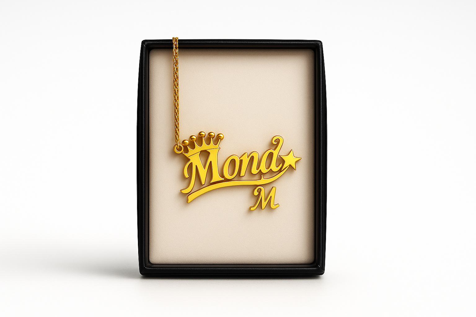 Custom Gold/Silver Crown Name Necklace – Personalized Jewelry for Women with Star & Initial Charm