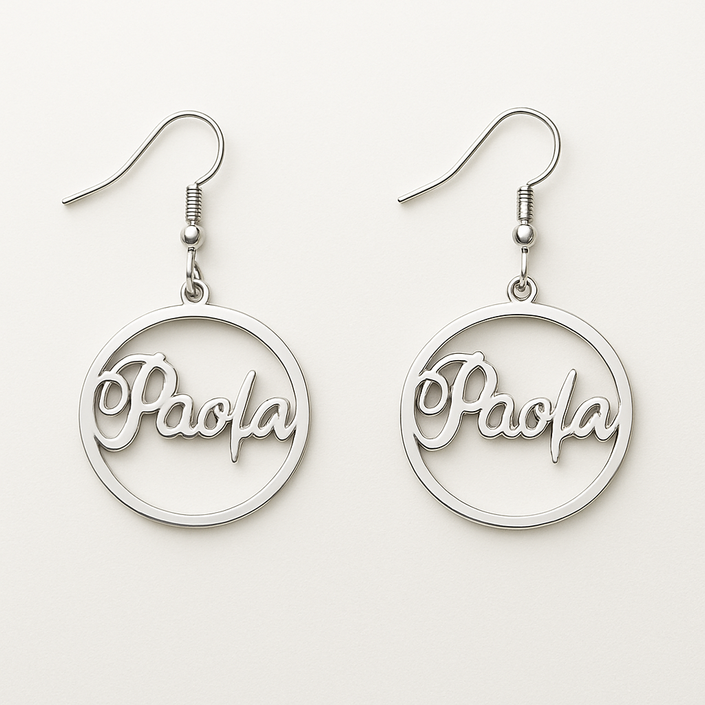 Custom Name Hoop Earrings – Personalized 24CT Gold Plated Circle Dangle Jewelry for Women
