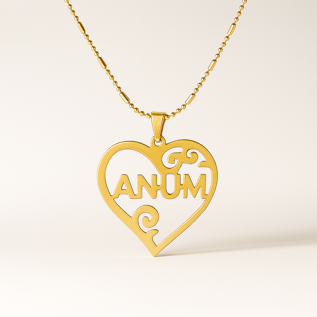Custom Gold Heart Name Necklace – Personalized Elegant Pendant for Women