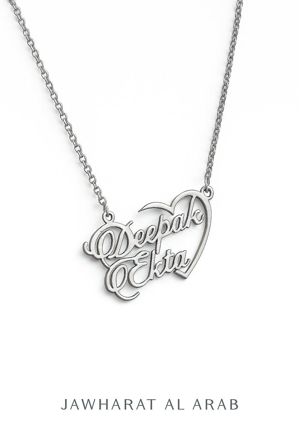 Custom Couple Name Necklace – Gold Heart Design