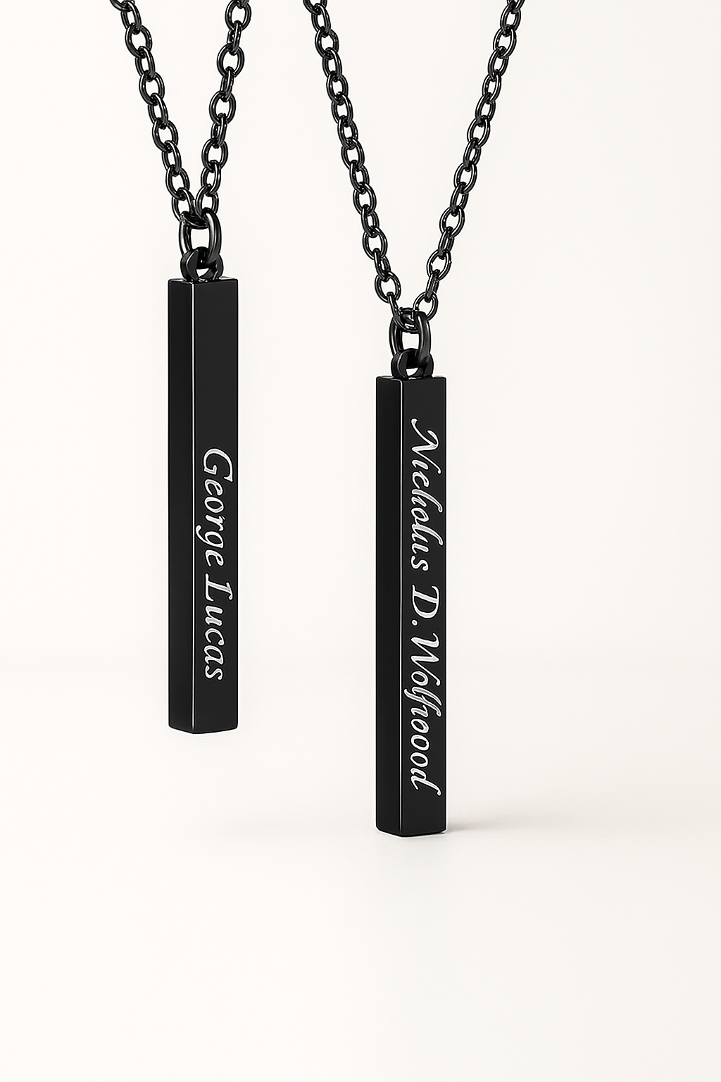 Custom Gold Bar Name Necklace – Personalized Vertical Engraved Pendant for Men & Women | Elegant Gift Jewelry