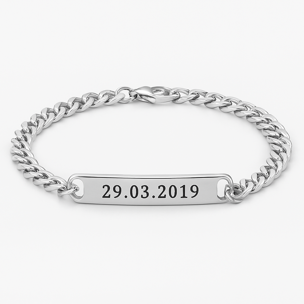 Personalized Gold Date Bracelet – Custom Engraved Jewelry Gift