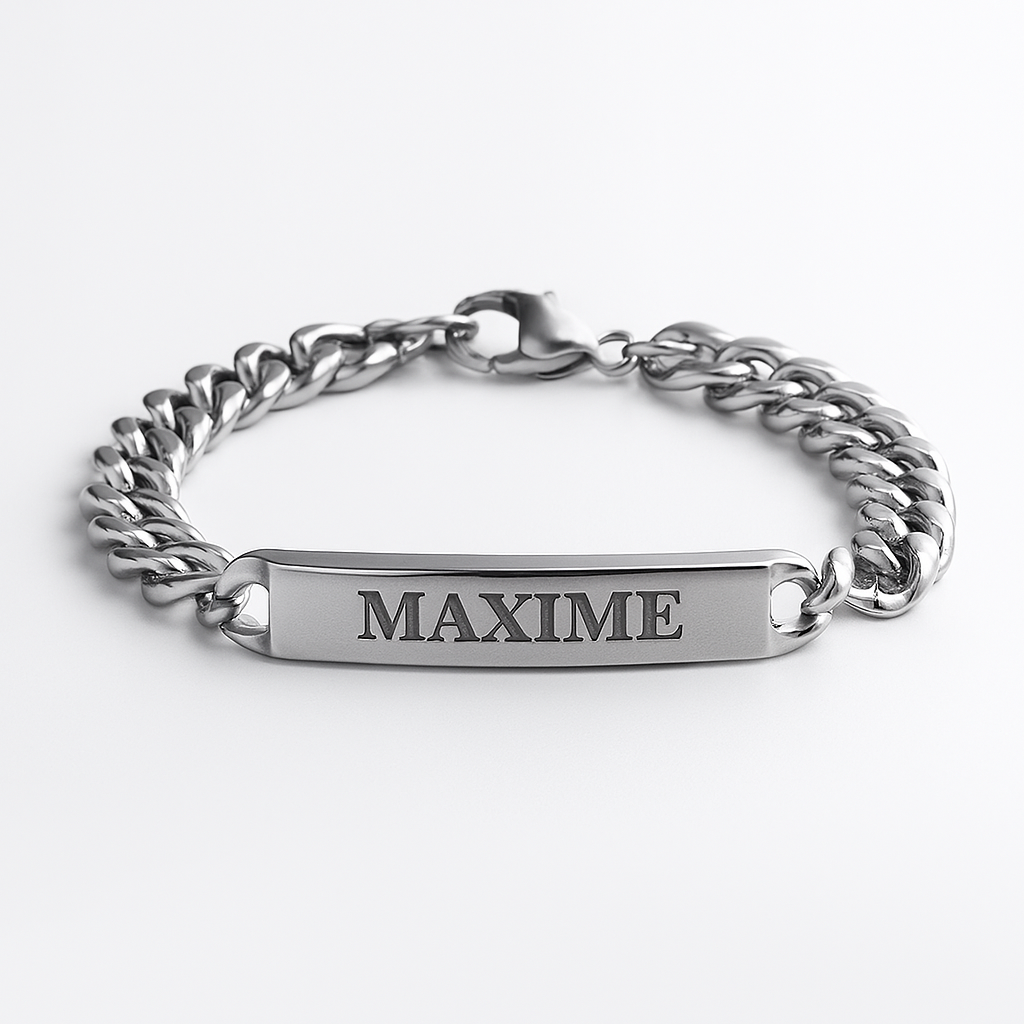 Custom Gold Name Bracelet for Men – Engraved Cuban Chain