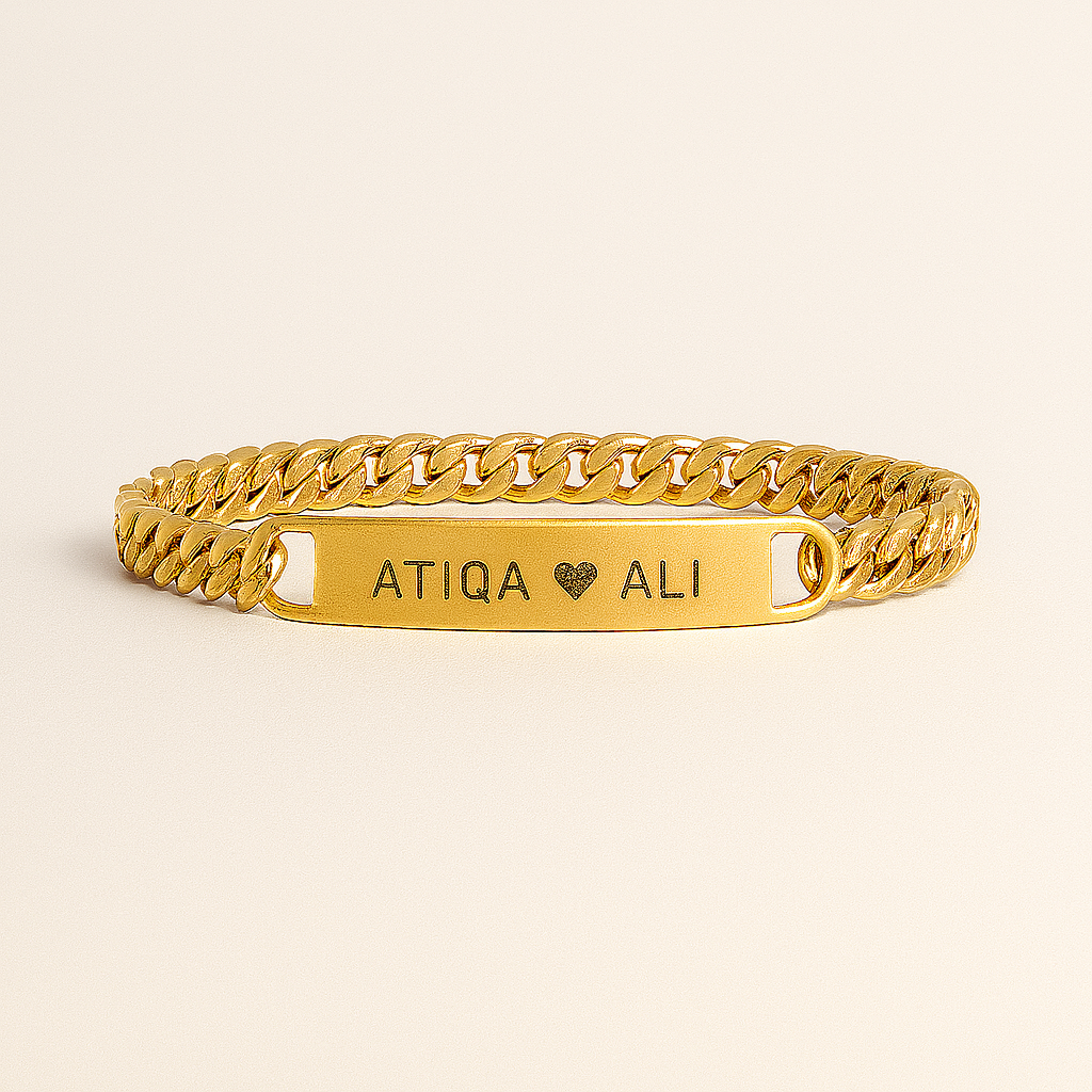 Custom Silver Name Bracelet for Couples – Personalized Engraved Jewelry