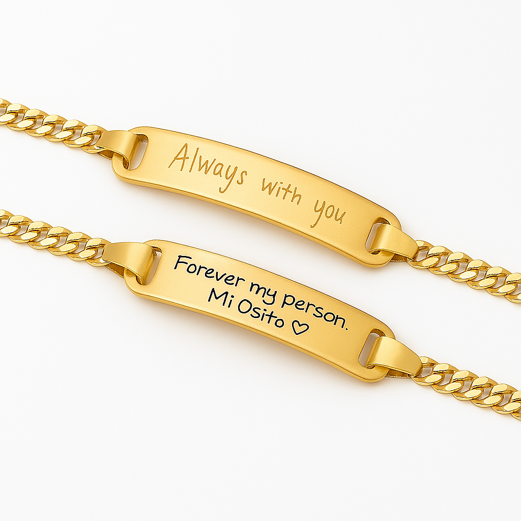 Gold Couple ID Bracelets – Personalized Engraved Matching Set