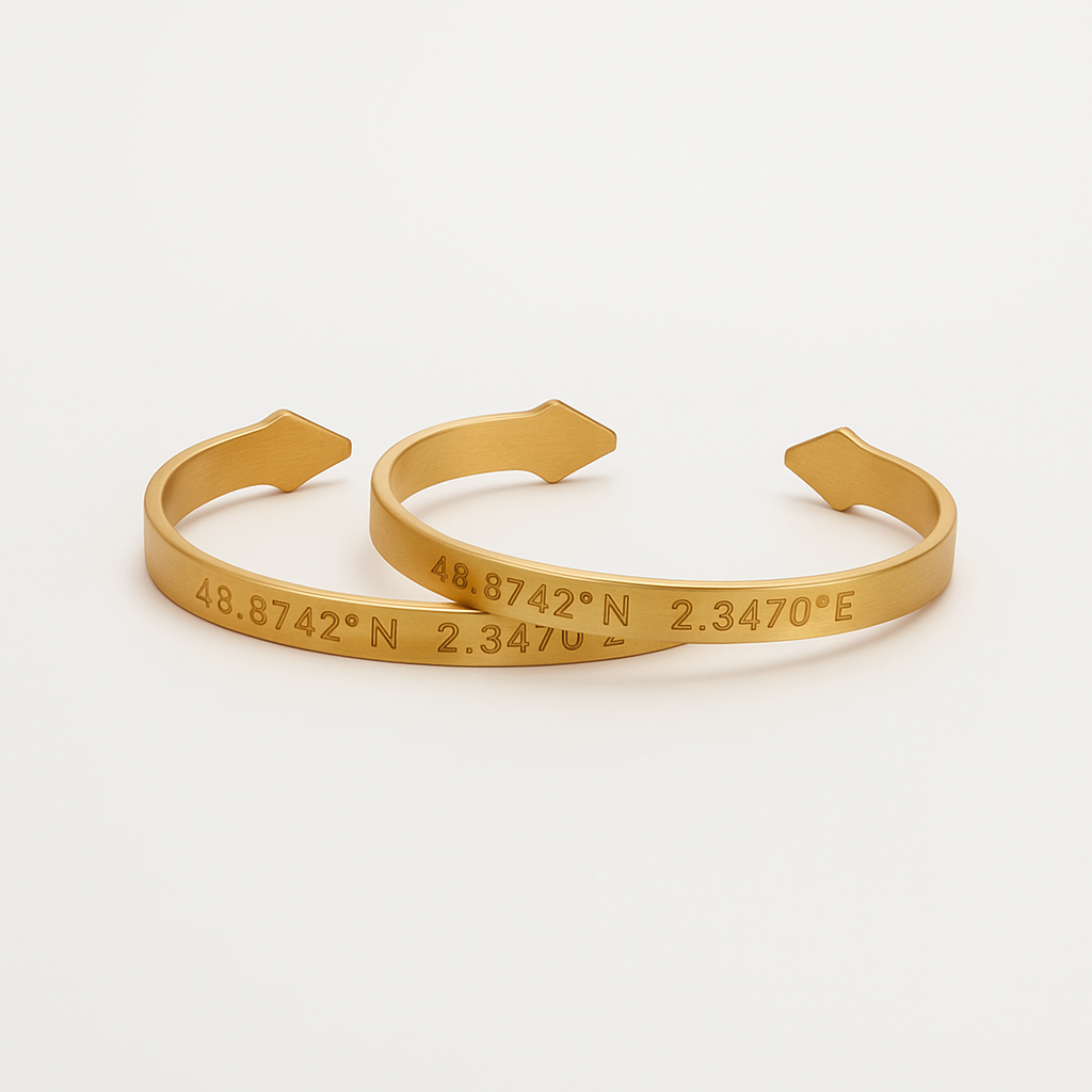 Personalized Coordinates Cuff Bracelet – Custom Engraved Minimalist Jewelry