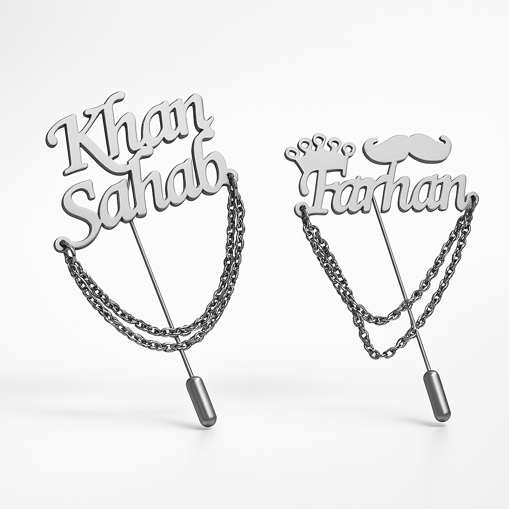 Custom Name Lapel Pins – Personalized Gold & Silver Brooches for Men