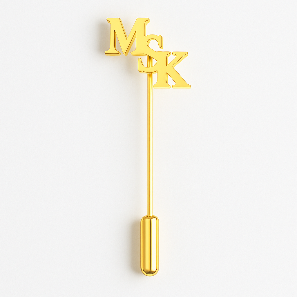 Gold MSK Initial Lapel Pin – Custom Monogram Brooch for Men