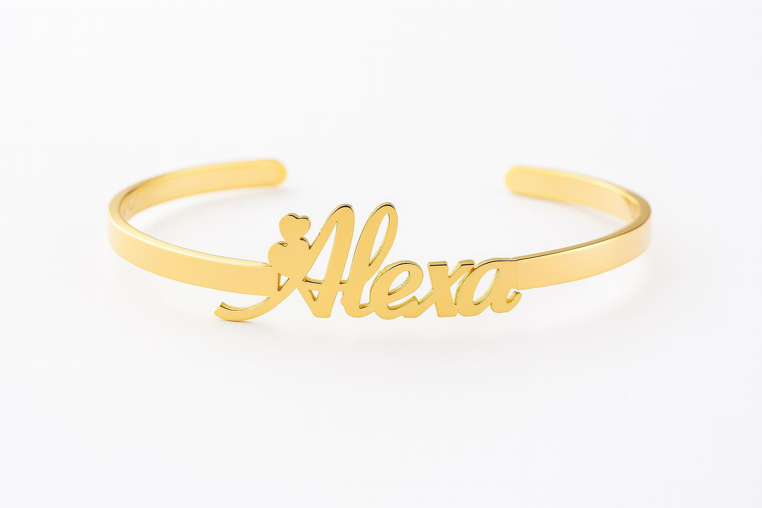 Custom 24CT Gold Name Bracelet – Personalized Cuff with Heart Design