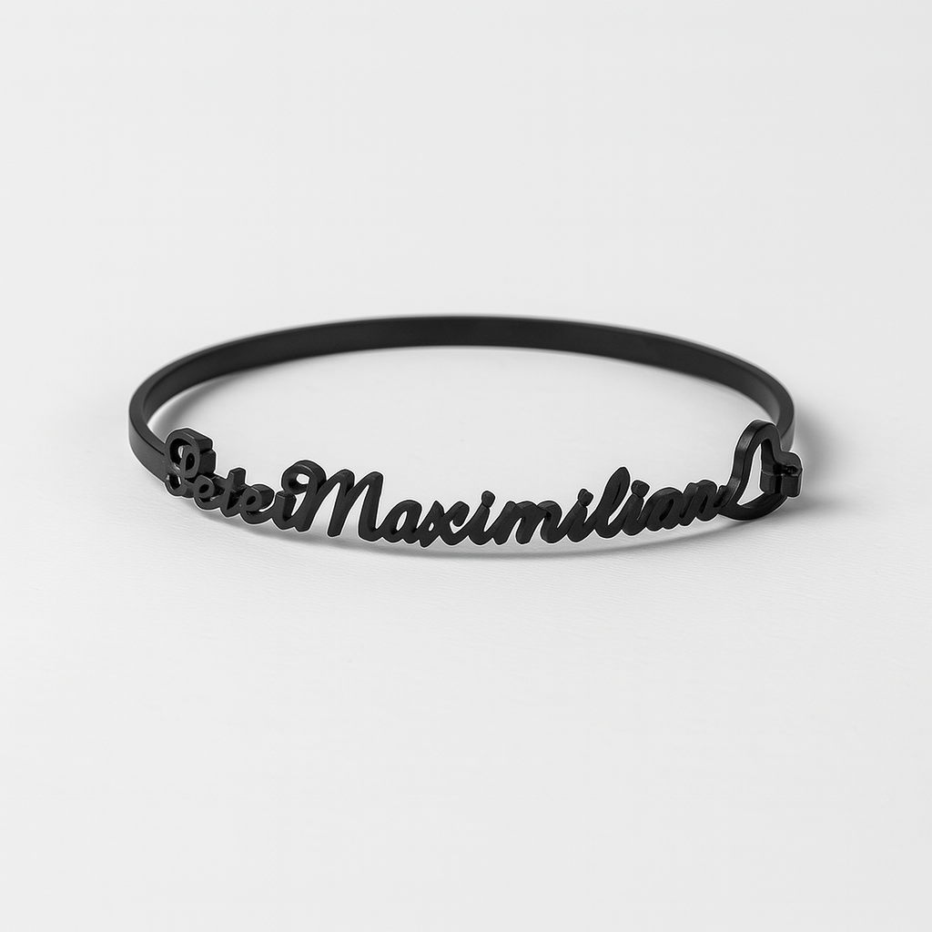 Custom Couple Name Bracelet – 24CT Gold Platted Heart Bangle