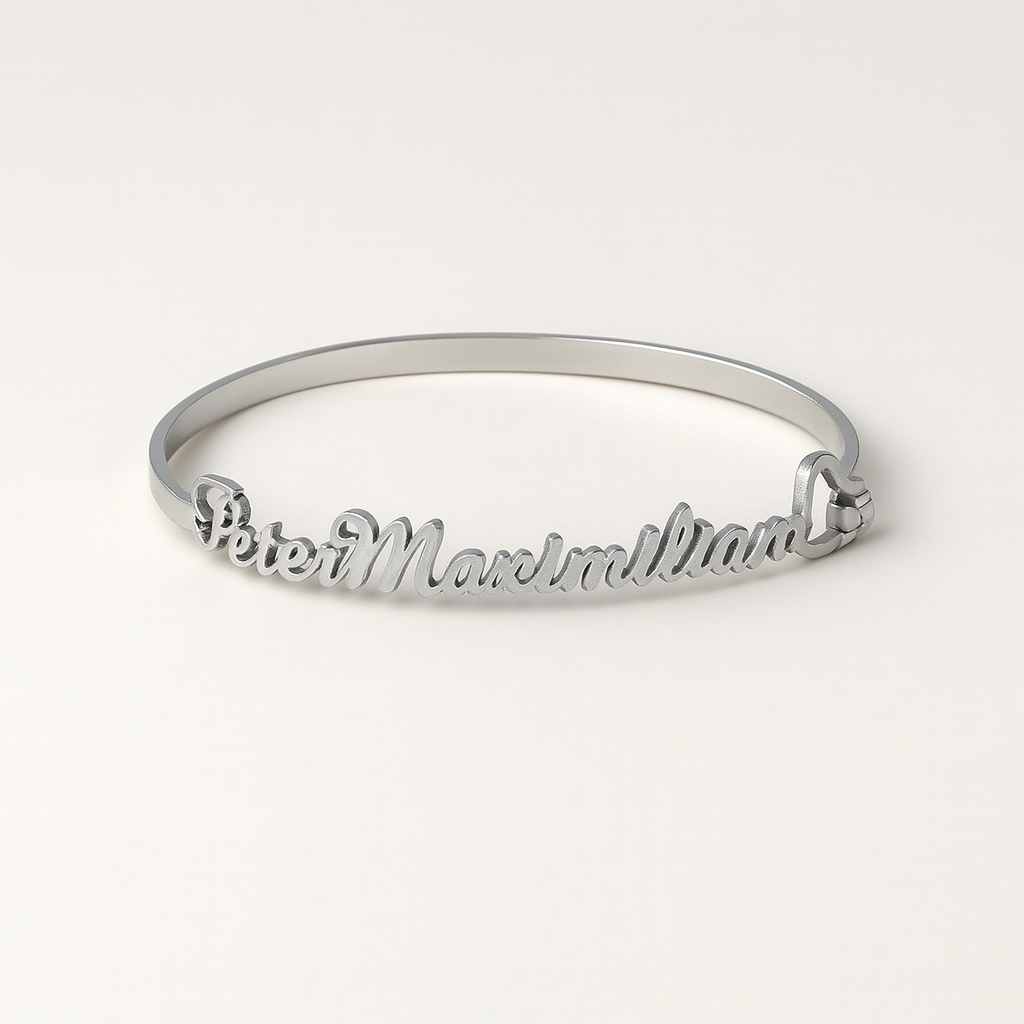 Custom Couple Name Bracelet – 24CT Gold Platted Heart Bangle