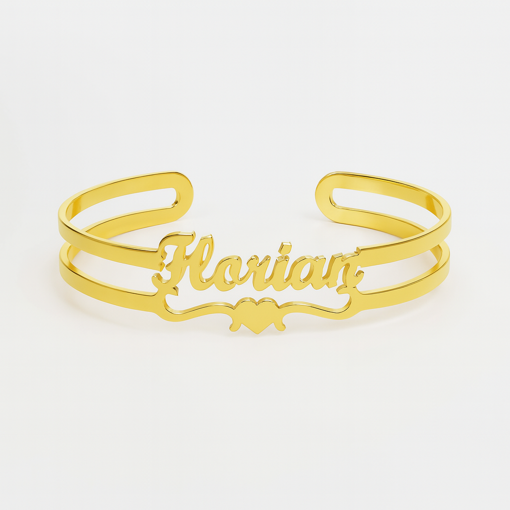 Custom Black Name Cuff Bracelet – Personalized Florian Jewelry for Men & Women