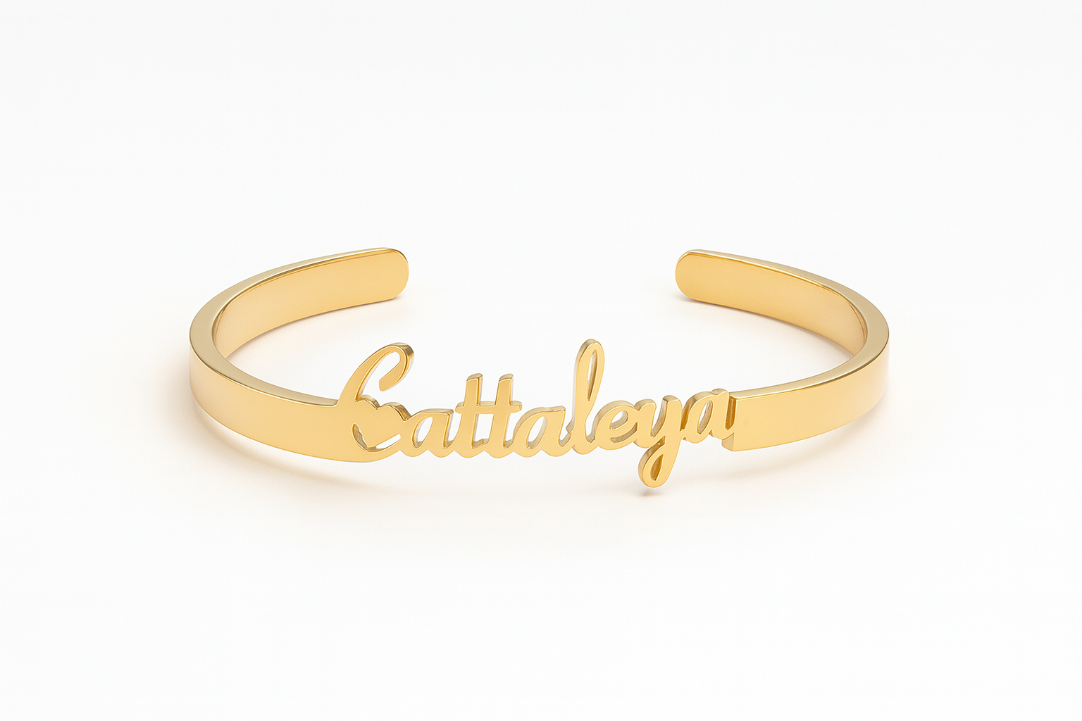 Custom 24CT Gold Platted Name Bracelet – Personalized Cattaleya Cuff Jewelry