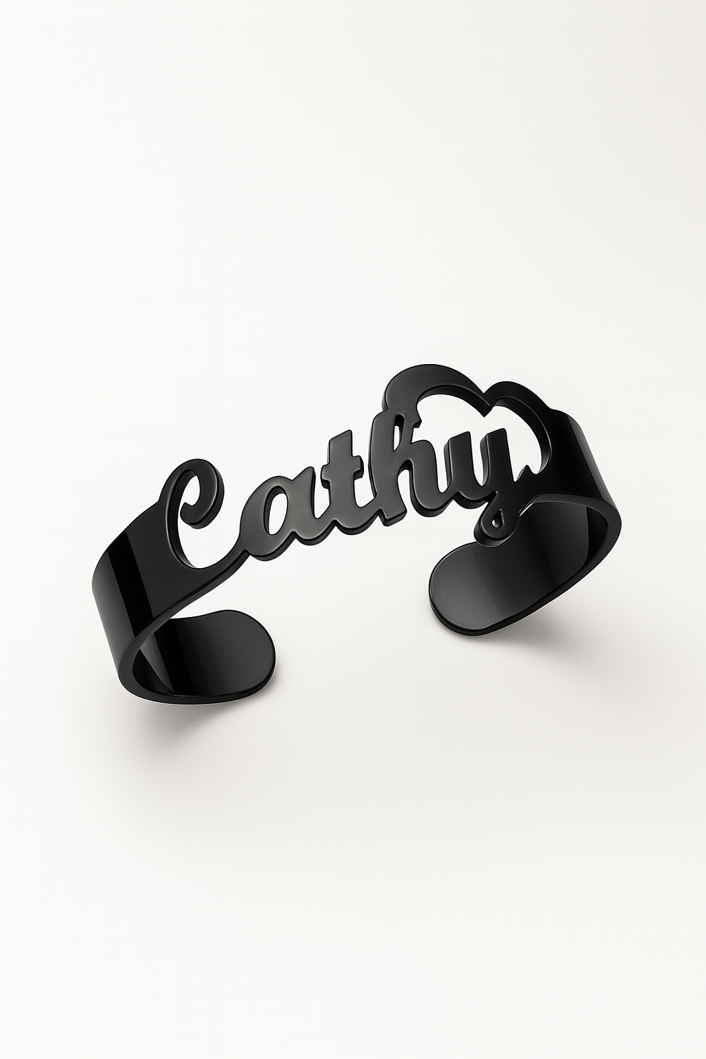 Bold Custom Name Bracelet – 24CT Gold Platted Wide Cuff with Heart Design