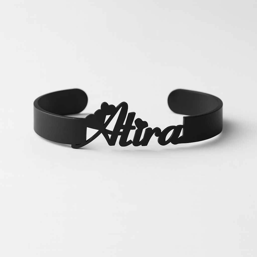 Personalized Atra Wide Cuff with Heart Accent