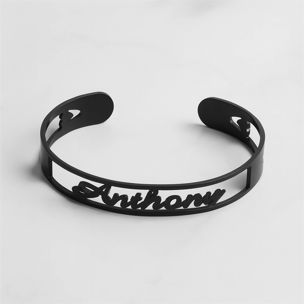 Custom Gold Name Bracelet – Personalized Anthony Cutout Cuff Design