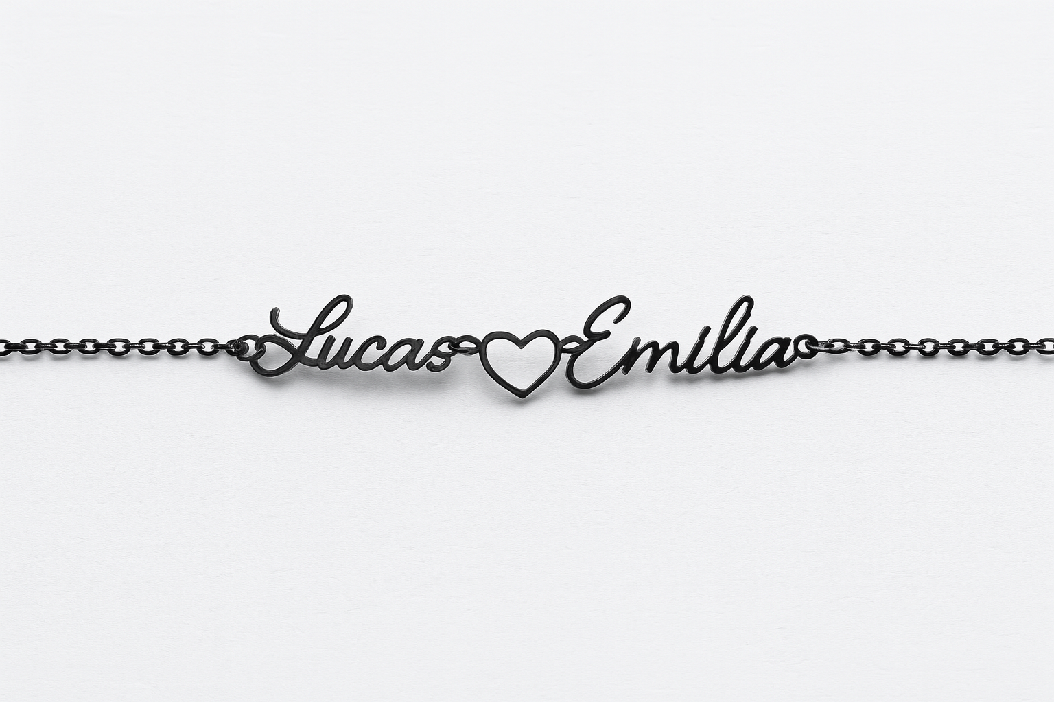 Custom Couple Name Bracelet – Gold Chain with Heart Design