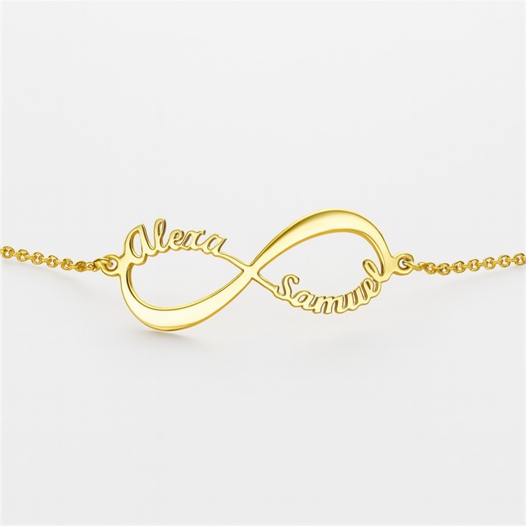 Custom Infinity Name Bracelet – Silver Chain for Couples